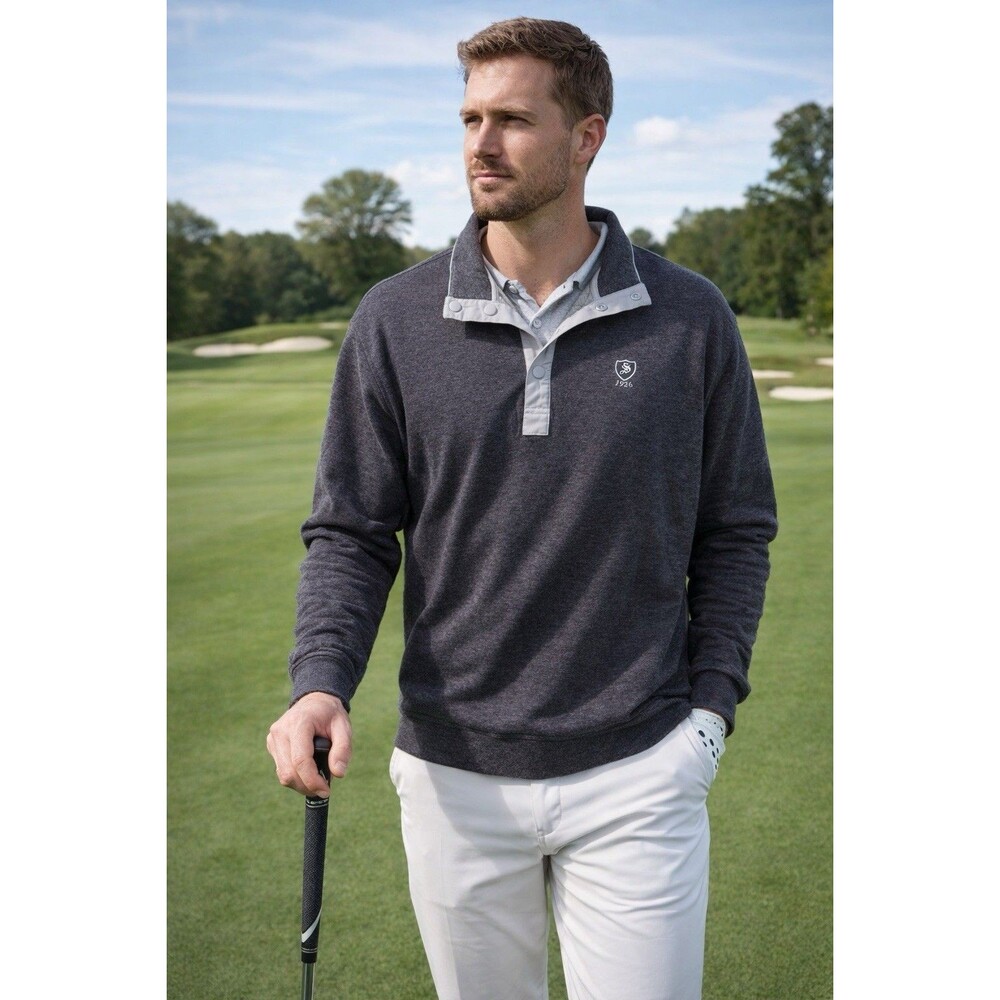 Straight Down Golf Performance 1/4 Quarter-Zip Mens Large Blue L/S Pullover